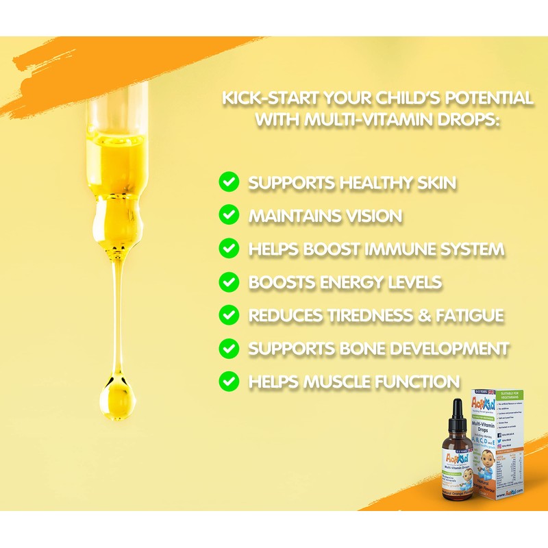 ActiKid Multi-Vitamin Drops 25ml, Gelatine Free (Vitamin Drops for Babies,