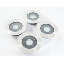 FORCETEK 4-Pack Solar Power Outdoor Stainless Steel 4 LED Step/Deck Light