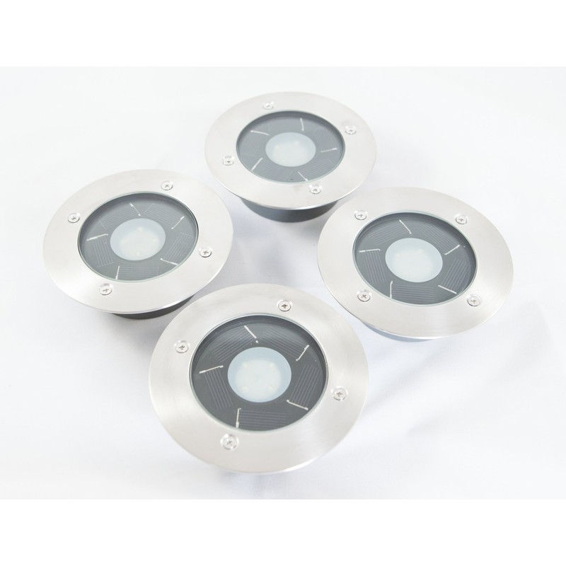 FORCETEK 4-Pack Solar Power Outdoor Stainless Steel 4 LED Step/Deck