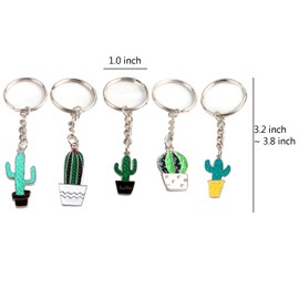 Creative Potted Cactus Style Keychains Key Rings Hang Bag Accessories Chain Bag Pendants Jewelry, 5 pc (Cactus)