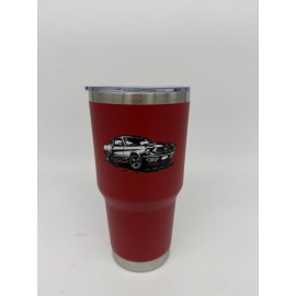 Forever Young Auto Classics Ford Mustang Premium Insulated Stainless Steel Travel Mug (30oz/850ml) Red