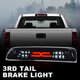 ALLGOOD LED 3rd Third Brake Light, Compatible with Sierra/Silverado 2014-2020, High Mount Rear Stop Light Cargo Lamp, Smoky Lens Black Housing Type X
