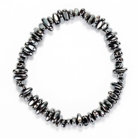 Herxion Hematite Bracelet for Men & Women - Natural Gemstone Raw Beads Weighted Bracelet, Irregular Chips Stretch Healing Crystal Anxiety Relief Jewelry for Stress & Negative Energy Protection.