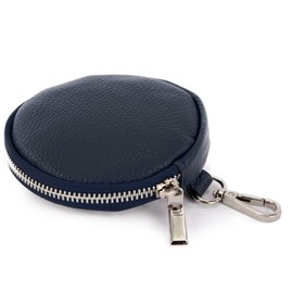 modamoda de P10 / P08 Women's Leather Suede Purse Coin Purse Bag Pendant Diameter 11.5 cm Handmade in Italy, darkblue, XS