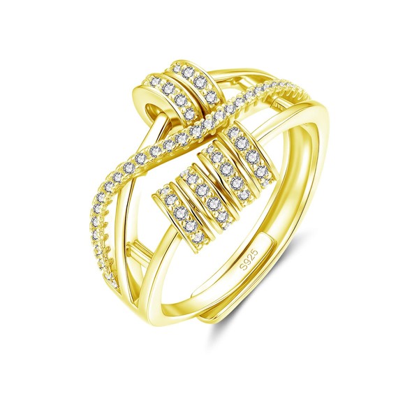 Josfeva Silver 925 Anxiety Rings, 925 Sterling Silver Anti-Stress Rings,