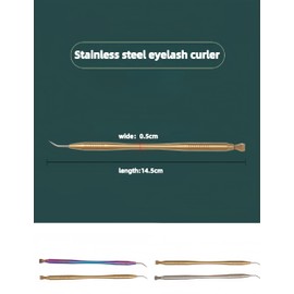 Pavnso 2pcs 2 in 1 Durable Professional Lash Lift Tool, Stainless Steel Tool Kit Metal Rods, Eyelash Separator for Beauty Salons/Makeup Artists（Gold+Silver