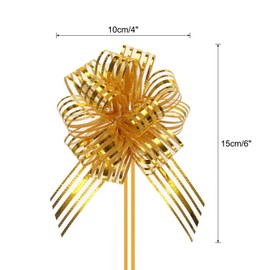 QUARKZMAN 5 x 4 inch large organza pull bow metallic chiffon gift packaging bows ribbon gold for wedding gifts baskets Christmas