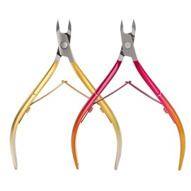 Criyar Cuticle Nippers Kit: Precision Nano-Coated Stainless Steel Cuticle Trimmer Remover for Fingernails and Toenails, Cutter for Manicure Pedicure, Nail Clippers Tools for Women (Gold+Red 2PCS)