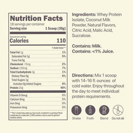 Oath Nutrition Clear Whey Isolate Protein Powder, Frosty Lemonade, 20g Complete Protein per Serving, No Added Sugar, Grass-Fed, 18 Servings