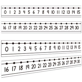 48 Pieces Number Line 0 to 30 Student Desk Number Lines Laminated Number Line Strips for Classroom Desks Math Class Decoration (Black)