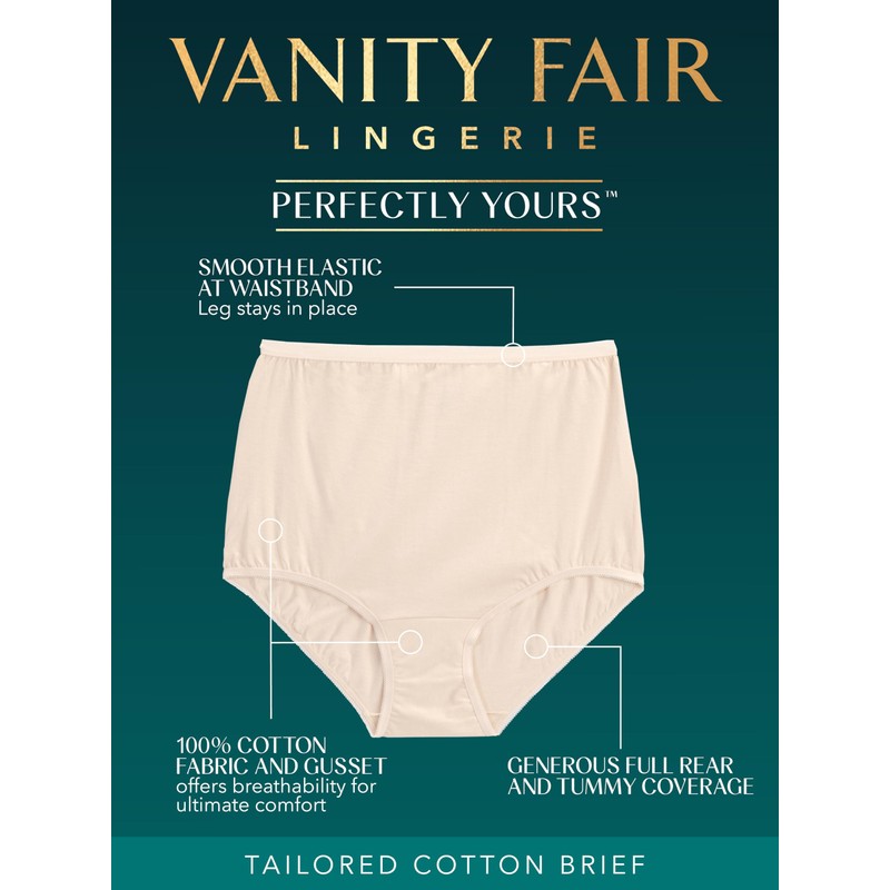 Vanity Fair Women's High Waisted Underwear, Full Coverage Ladies Panties,