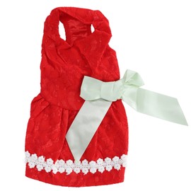 Pet Summer Cute Clothes Girl Dog Polyester Sleeveless Skirt Dresses with Bow on BackXZD226 Red XS