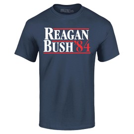 Reagan Bush '84 Retro T-Shirt Vintage Presidential Campaign Tee Shirts X-Large Navy 0