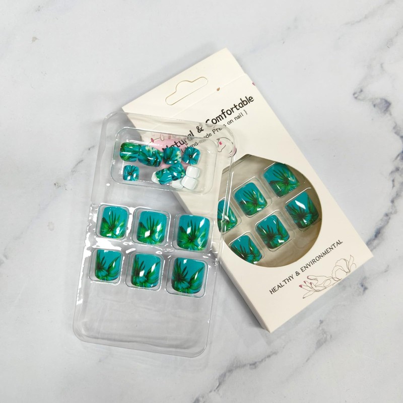 Summer Press on Toenails Short Square Fake Toe Nails with