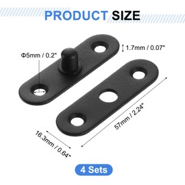 uxcell 4Pcs 360 Degree Rotating Pivot Hinges, 57 x 16.3mm Stainless Steel Centre Shaft Concealed Hidden Hinge for Home Kitchen Swinging Cabinet Doors, Black