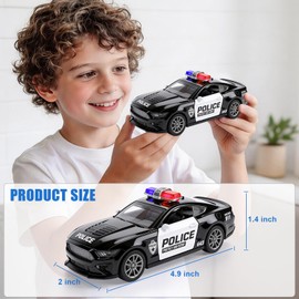 1/36 Diecast Metal Police Car Toy Set,4 Pack Pull Back Toy Cars for Kids