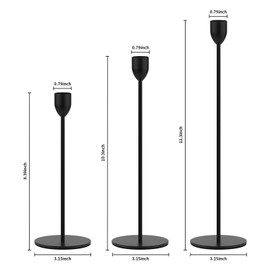 Ohtomber Black Taper Candle Holder - 6PCS Candlestick Holders, Candlesticks Centerpiece Wedding Table Decor, Fit Pillar 3/4" Thick Tapered & Led Candles