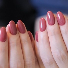 Press on Nails Short Almond Oval Medium Glossy Fake Nails 24Pcs, Solid Color Nails press ons 12 Sizes, Reusable Nail Kit, Stick on Nails for Women and Girls Daily Wear Nude color