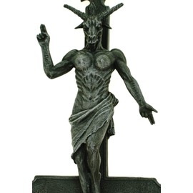 Joh. Vogler GmbH Baphomet on the Petrus Cross for Hanging 30 cm Grim Reaper Gothic Skull Figure Cross
