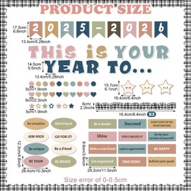 Feifeiya 81 Pcs Welcome Back to School Bulletin Board This is Your Year to with White Black Burlap Border Inspirational Paper Cutouts for 2025 School Classroom Party Decoration Wall Decor(Boho)