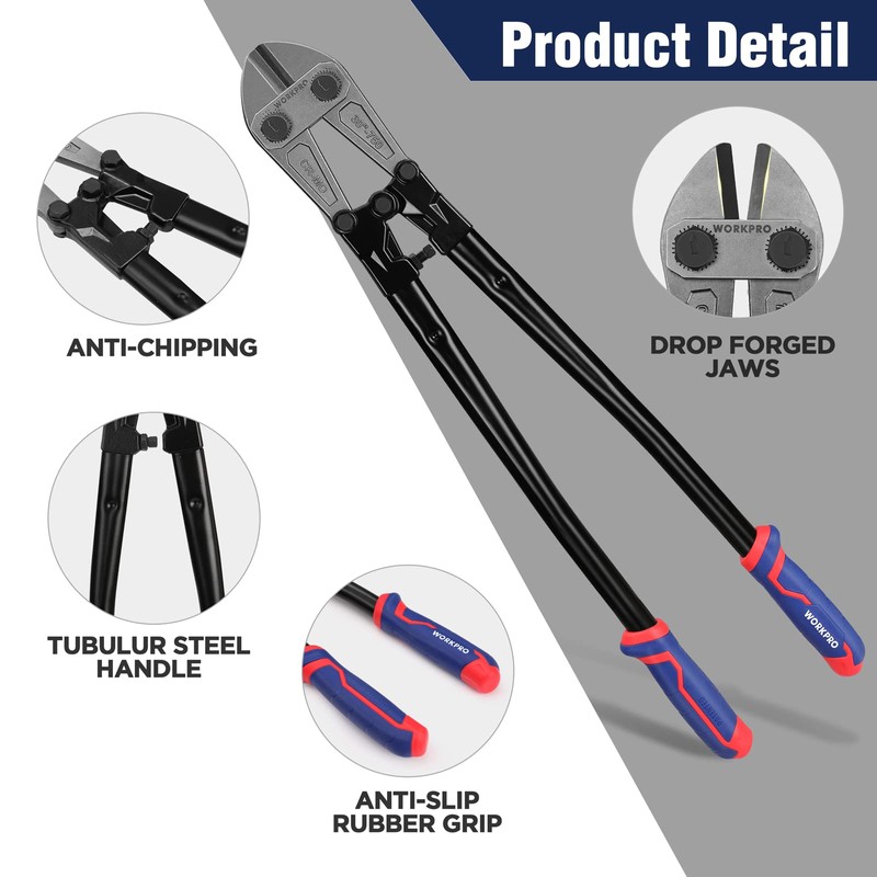 WORKPRO 30" Bolt Cutter, Chrome Molybdenum Steel Blade, Heavy Duty