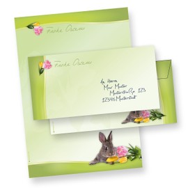 Writing Paper Set A4 Easter Easter Bunny (10 Sets Without Window) Writing Paper and 10 Envelopes