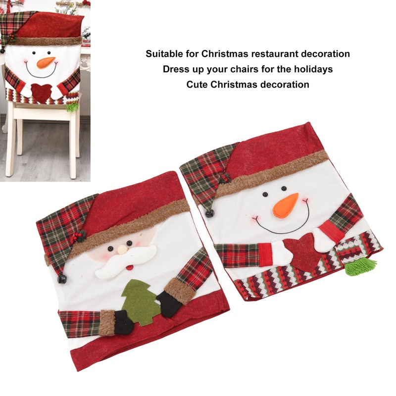 2pcs Christmas Chair Back Cover Decorative Non Woven Fabrics Old