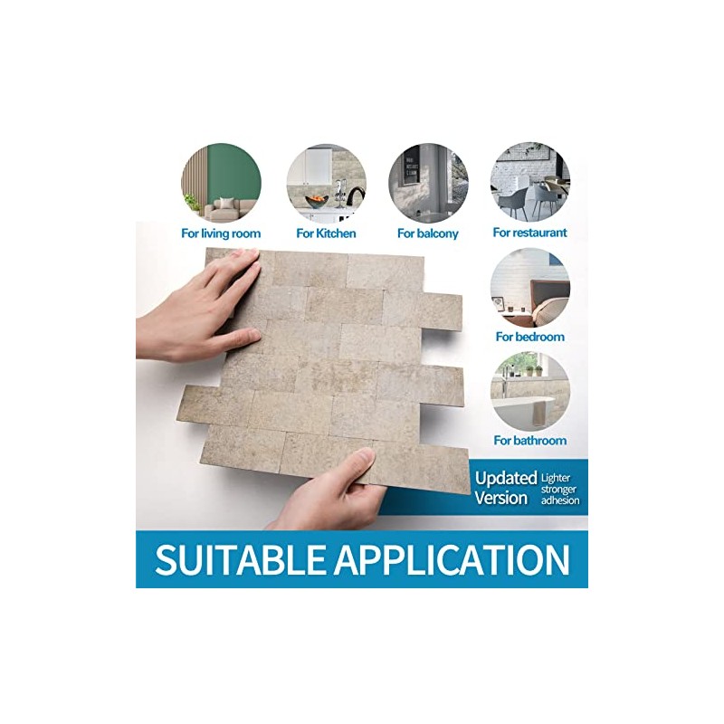 Art3d 10-Pack Peel and Stick Wall Tile for Backsplash, Stick