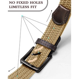 EsengNoyi Braided Belts Men Elastic Stretch Belt for Jeans Pants Golf, Khaki, S - waist 30"-34"