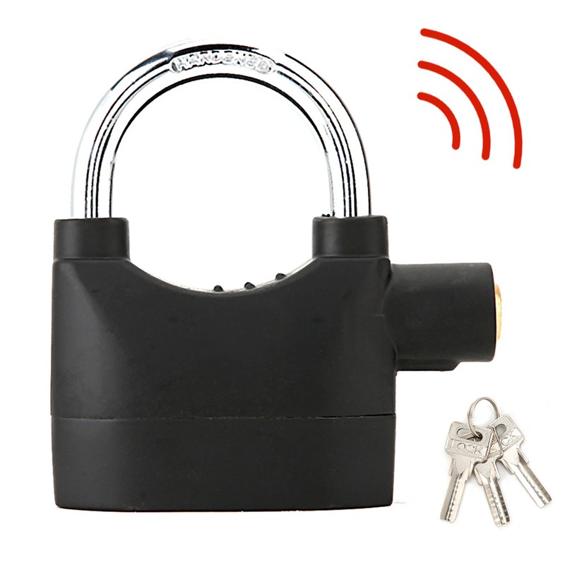 Black Anti Theft Security Padlock Waterproof Siren Alarm Lock for