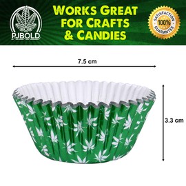 Green Foil Cupcake Liner with Leaf Design