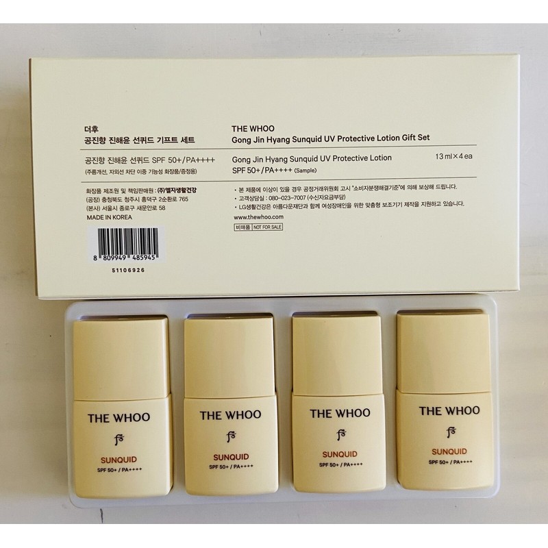 Whoo Sunquid UV Protective Lotion SPF50+/PA++++ 13ml X 4 Ea,