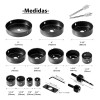 Broca Perforadora Sierra Kit 18pza Sacabocado Madera Copa Circular