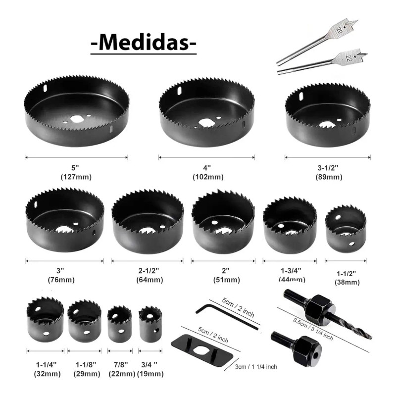 Broca Perforadora Sierra Kit 18pza Sacabocado Madera Copa Circular