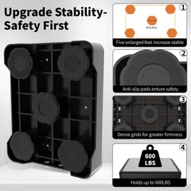 Adjustable Step Stool for Adults, Toddler Step Stools, 600 LBS Capacity Non-Slip Safety Step Platform for Elderly and Kids, Portable Stair Assist for Cars, Bedside, Kitchen, and Shower, Grey