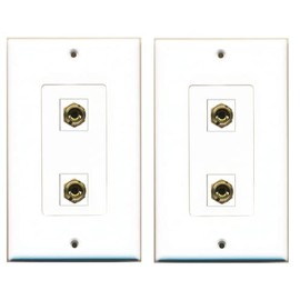 RiteAV Red/Black Banana Jack Decorative White 1 Speaker Wall Plate (for use with terminated Banana Plugs or unterminated Speaker Wire (2 Pack)