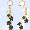 LLSME Cute Black Flower Charms Keychains with Tassel, Key Chains