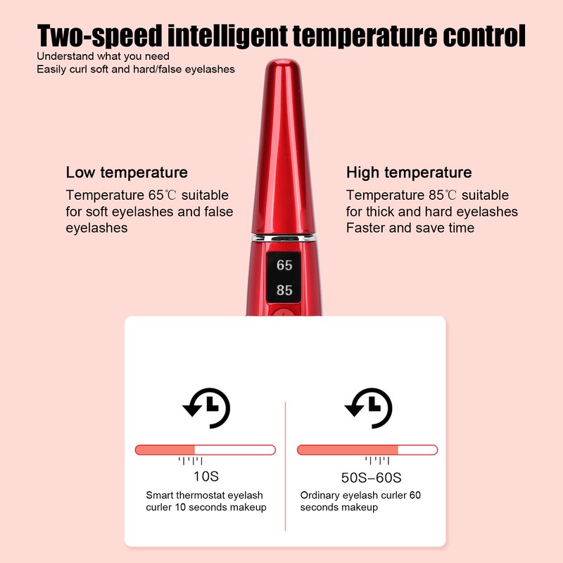 Electric Heated Eyelash Curler Long Lasting Two Temperature Electric Eyelash
