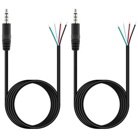 Fancasee 2 Pack 6 ft Replacement 3.5mm Male Plug to Bare Wire Open End TRRS 4 Pole Stereo 1/8" 3.5mm Plug Jack Connector Audio Cable for Headphone Headset Earphone Microphone Cable Repair