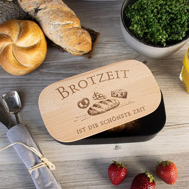 Spruchreif Plastic Lunch Box "Brotzeit" | Lunch Box with Engraving