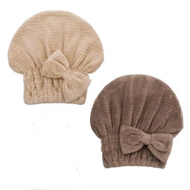 MHU Hair Drying Caps with Bow Knot Lightweight Fast Drying Towel Cap for Girls and Women Quick Drying Hair