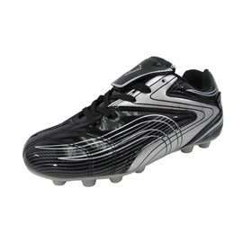Vizari Striker FG Soccer Shoes | Firm Ground Cleats for Outdoor Surfaces and Fields | Lightweight and Easy to wear Youth Outdoor Soccer Cleats | Black/ Silver | 13 Little Kid