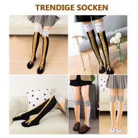 DAWRIS 2 Pairs Chicken Leg Socks, Stockings, Women's Chicken Feet Socks, Crazy Funny Chicken Legs, Mid-Calf Gift, Over The Knee, Chicken Feet, Cartoon Winter Warm Knitting Knee Stockings, Gifts, Black