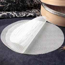 GUCUJI 6 Inch Silicone Bamboo Steamer Liners - Non-Stick, Reusable Steamer Mesh Mats for Steamed Buns, Dumplings, veggies, Dim Sum, Momo, Rice, and fish - Food Grade BPA Free (4Pcs)