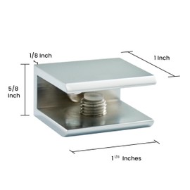 Dulles Glass Floating Shelf Brackets, Square Clamps Heavy Duty, Chrome, for Glass, Wood, Acrylic Wall Mounted Shelf Support. 1 Piece