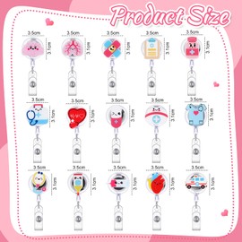 Yexiya 15 Soportes de Carrete de Insignia de Enfermera Carretes Retráctiles de Tarjetas de Identificación de Enfermería con Clip Carrete de Insignia Lindo Divertido para Médicos Enfermeras Profesores