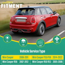 19" 18" 10" Windshield Wiper Blades Replacement for Mini Cooper R56 2007-2012,F55 F56 2014-2022,R50 R53 2005-2006 Premium All Weather Front Rear Wipers Set - OEM Quality (Pack of 3)