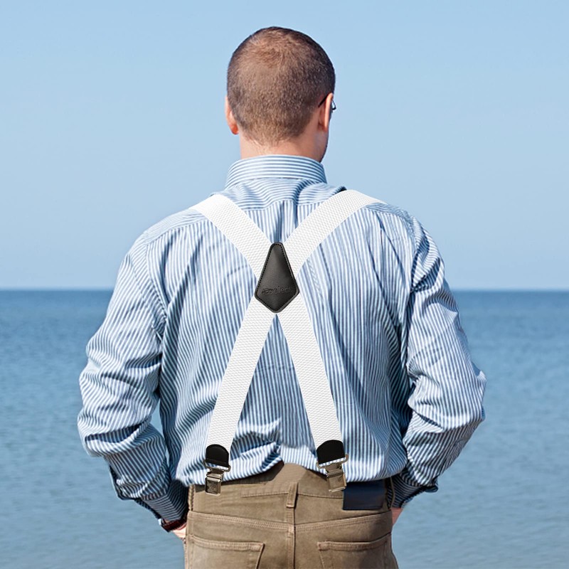 HBselect Mens Braces with Strong Metal Clips, Adjustable Heavy Duty