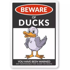 Bangin' Meats Beware Of Ducks Aluminum Weatherproof 8" x 12" Sign - 12"x18"