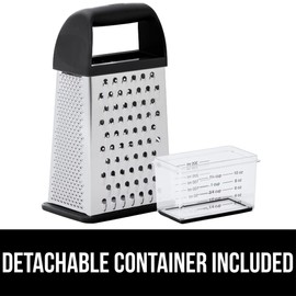 Gorilla Grip Gorilla Grip XL 4-Sided Cheese Grater With Container, 100% BPA-Free Stainless Steel Box Grater, Parmesan Shredder, Grate Cheeses, Shred Veggies, Slip Resistant Handle, Dishwasher Safe Zester, Black